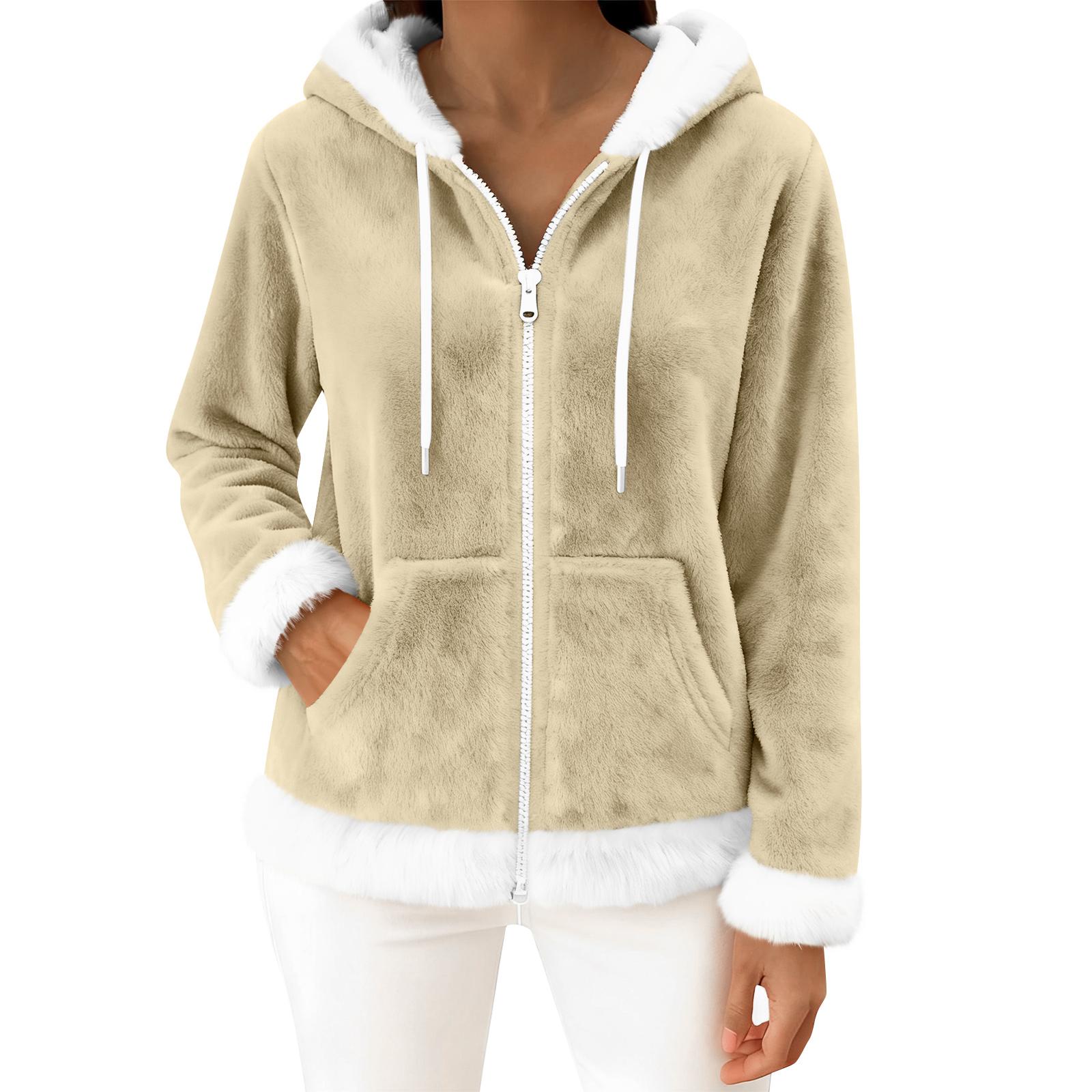 

Women s Casual Fashion Long-Sleeved Zip-Up Fleece Hooded Cardigan S