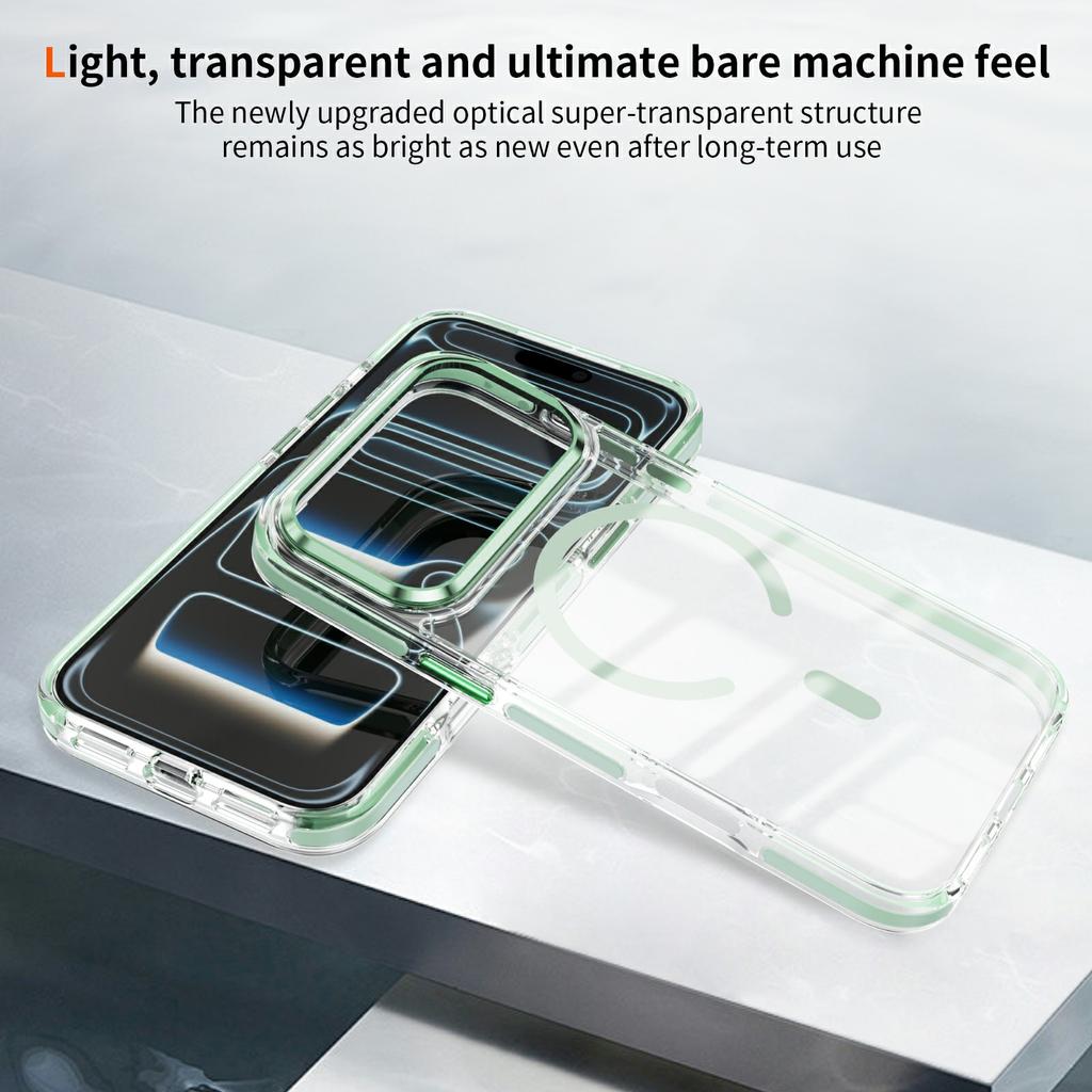 For iPhone 17 Pro Case Compatible with MagSafe TPU PC Acrylic Shockproof Clear Phone Back Cover