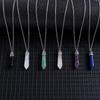 Amulet Energy Healing Stone Necklace Hexagonal Crystal Necklace Rose Quartz Natural Stone Pendant