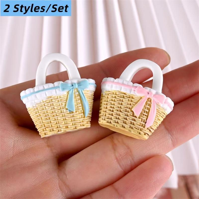 

2/3PCS Cute Dollhouse Miniatures Rattan Bamboo Flower Basket Models Doll House Accessories Decor Kids Pretend Play Toys DIY Gift різнокольоровий