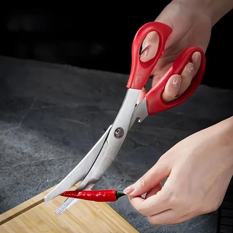 1/2PCS Stainless Steel Grill Shear Multifunctional Barbecue Food Vegetable Meat Scissor Kitchen Gadget Peferct for BBQ Camping5