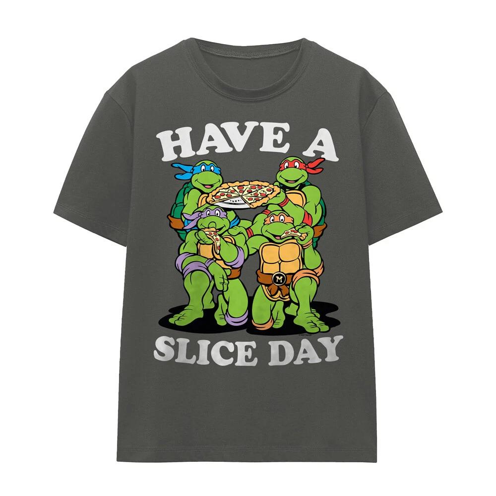 Tmnt Have A Slice Day Ladies 100% Cotton T-shirt Mens Tees Top S-2XL, Charcoal 4XL