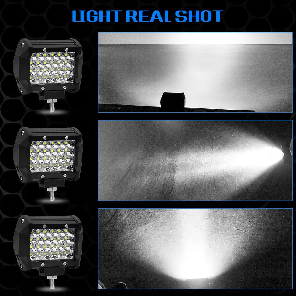 2pcs 4-Row 72W 4-Inch Ultra-Bright LED Light Bar for Off-Road Truck Jeep Mods