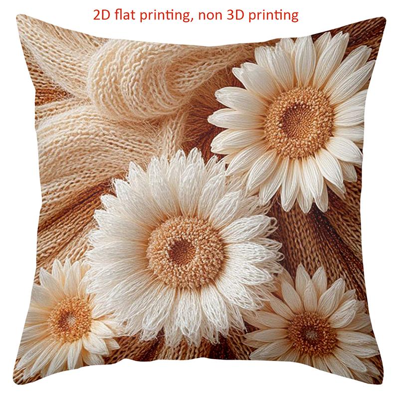 1 Pieces Sunflowers on Knit Pattern 2D Flat Printing Pillow Polyester pillowcase, sofa decorative cushion cov Headboard Pillow