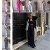 Casual Cotton Linen Shirt And Drawstring Wide Leg Pants Set For Women Spring