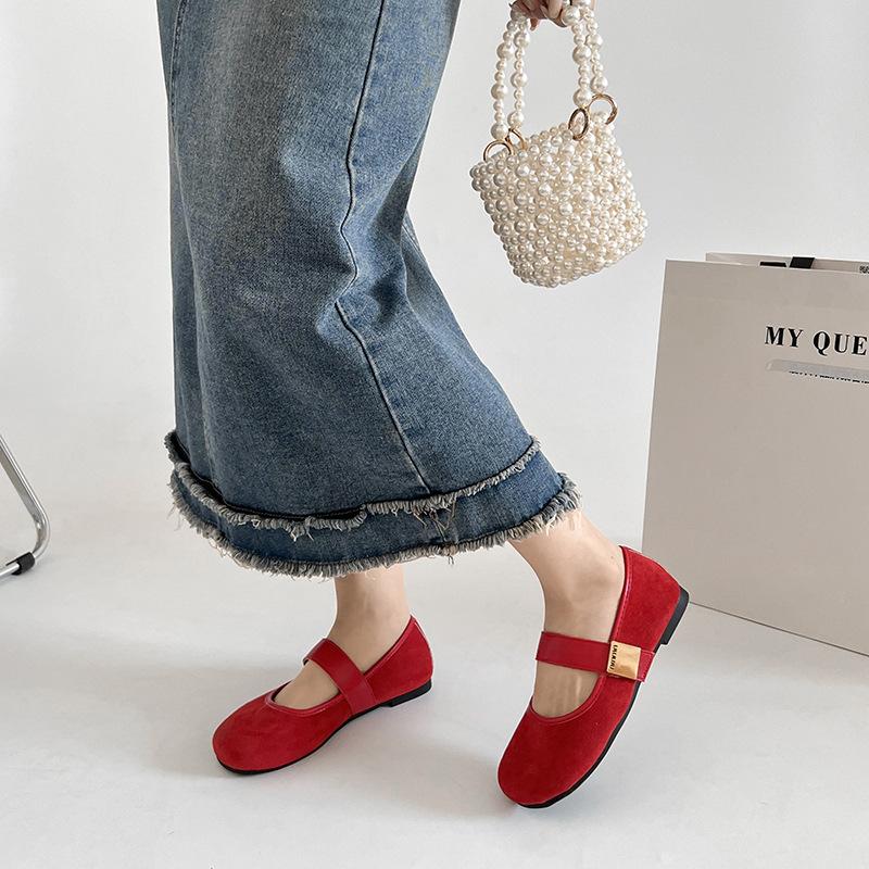 Wildleder weiche Sohle rosa hell Mund einzelne Schuhe Frühling 2025 neu retro sanfter Feenstil Mary Jane Schuhe vielseitig