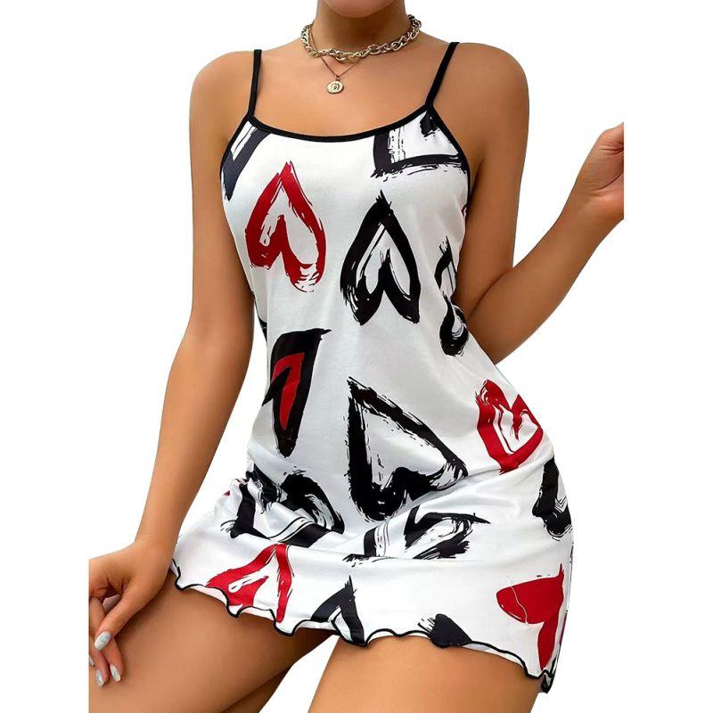 

Женское платье на бретелях с принтом, ночная сорочка, домашняя одежда L