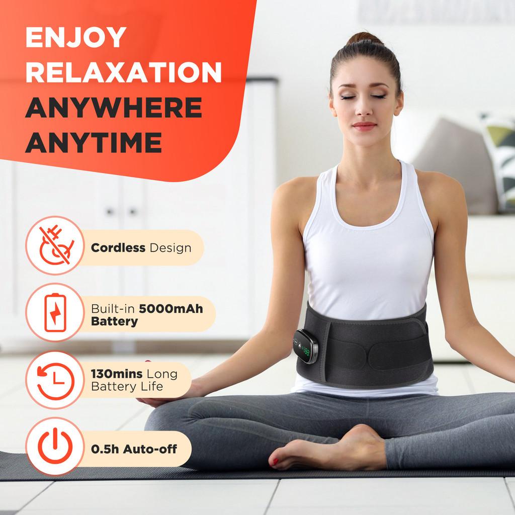 LED Red Light Heating Belt Infrared Therapy Hot Compress Massage Pad Rechargeable Lumbar Disc Protrusion Support Waist Belt