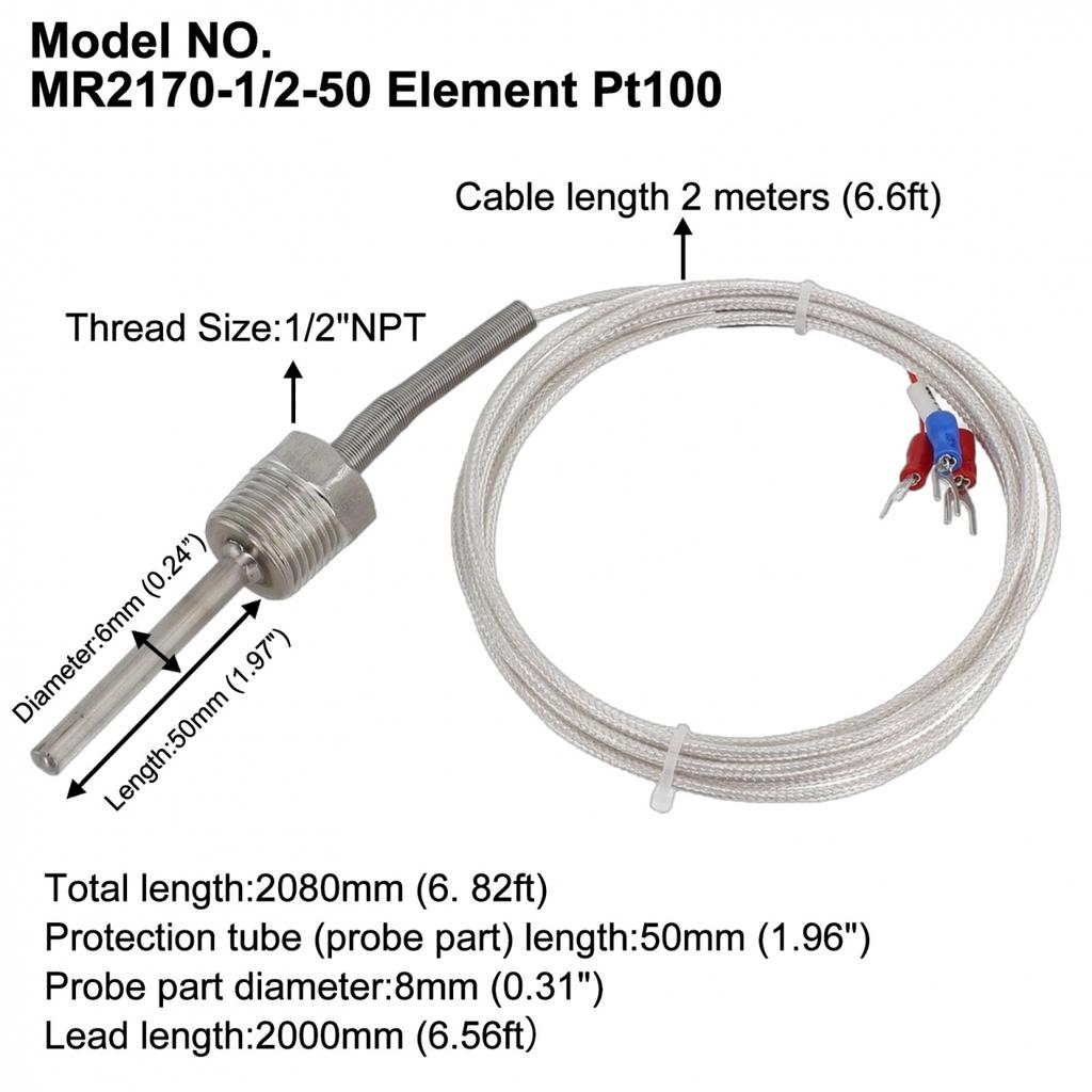 Fixed Thread Stainless Steel Probe Sensor Pt Ohm Protection Tube Stainless Steel