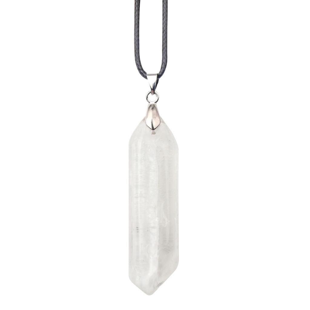 Hexagon Natural Stone Necklace With Crystal Bullet Pendant For Wear Fashion