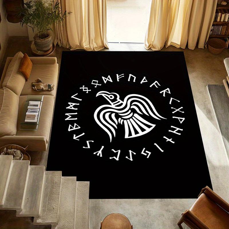 1pc Raven Runes Themed Rug for Home Decor, Non-slip Office Carpet, Chair Mat, Outdoor Mat, Christmas and Halloween Gifts-0731092