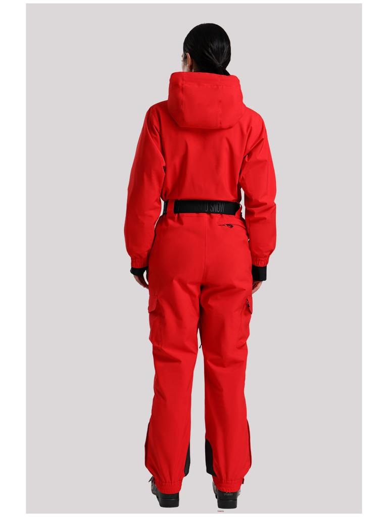 Traje de Esqui Profissional Impermeável para Mulheres com Dupla Camada - Conjunto Outdoor Espesso e Quente de Cor Sólida