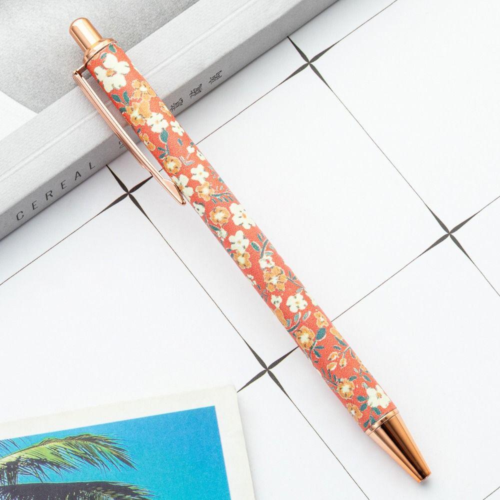 Cute Cartoon Press Metal Pen Creative Ballpoint Pens Portable Heart Flower Pens Office Supplies