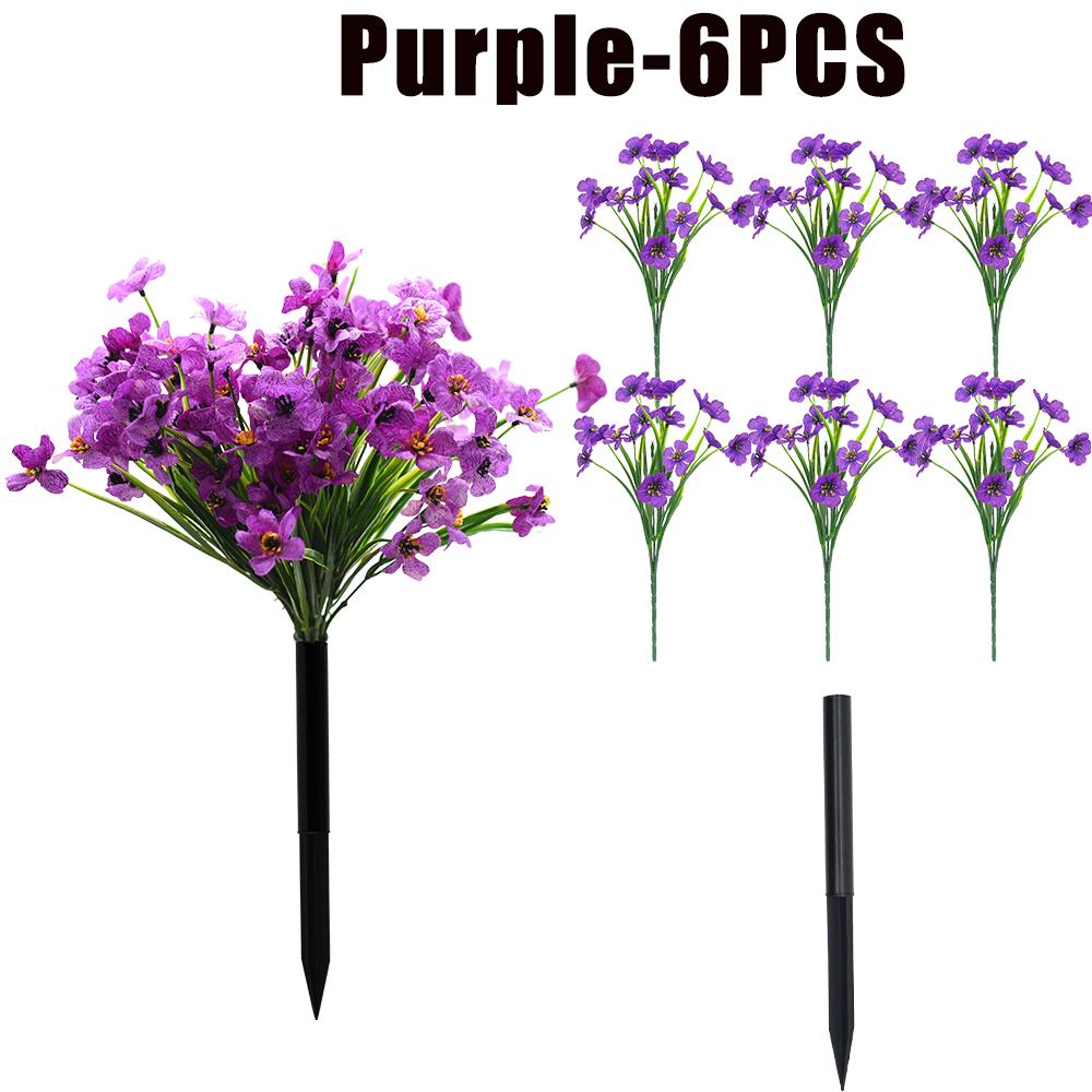 Artificial Violet Flowers Fake Spring Grass Faux Plants for Wedding Garden Decor Outdoor Artificial Floral Home Decoration