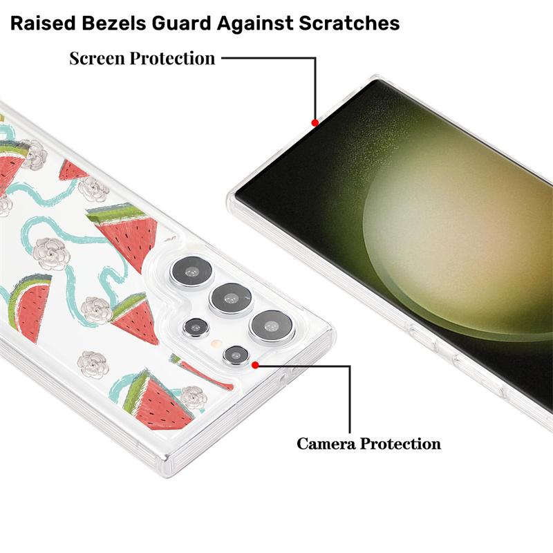 Ovocný průhledný kryt na telefon pro Samsung Galaxy S24 S23 S22 Plus Note 20 Ultra S21 S20 FE Silikonový měkký TPU Nárazuvzdorný zadní kryt
