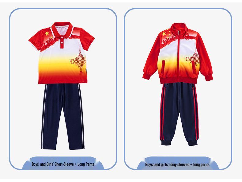 Kinder Sportbekleidung Dreiteiliges Set für Frühling/Herbst: Grundschul- & Kindergartenuniform im chinesischen Stil