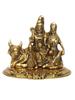 Golden Metal Lord Ganesha Kartik Shiva Parvati Idol Sitting On Nandi Statue
