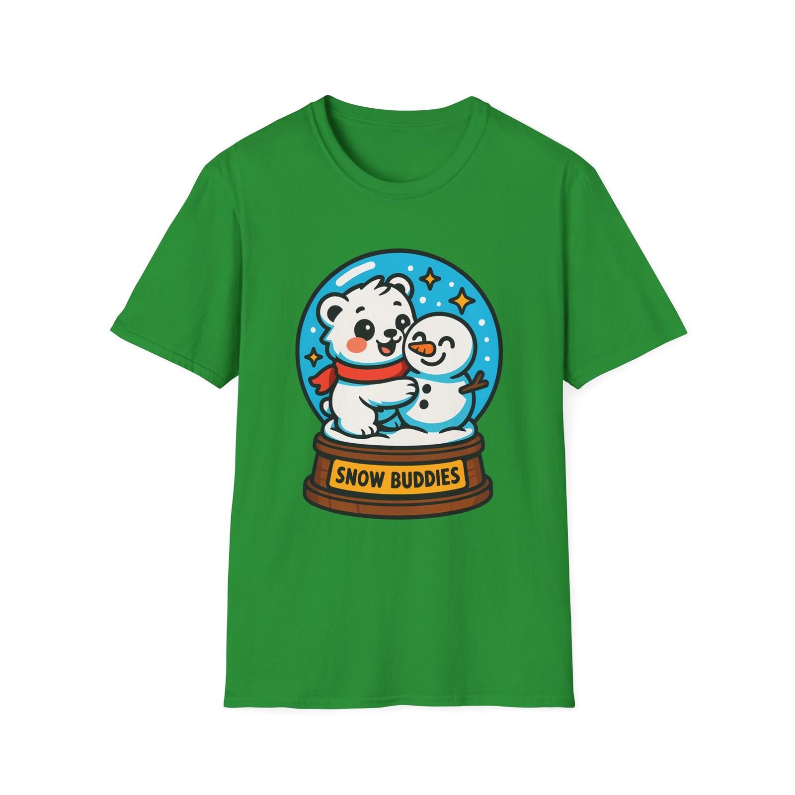 Unisex Softstyle T-Shirt Mens Womens Tees Top Snowglobe Bear Snowman Cute Winter Christmas L