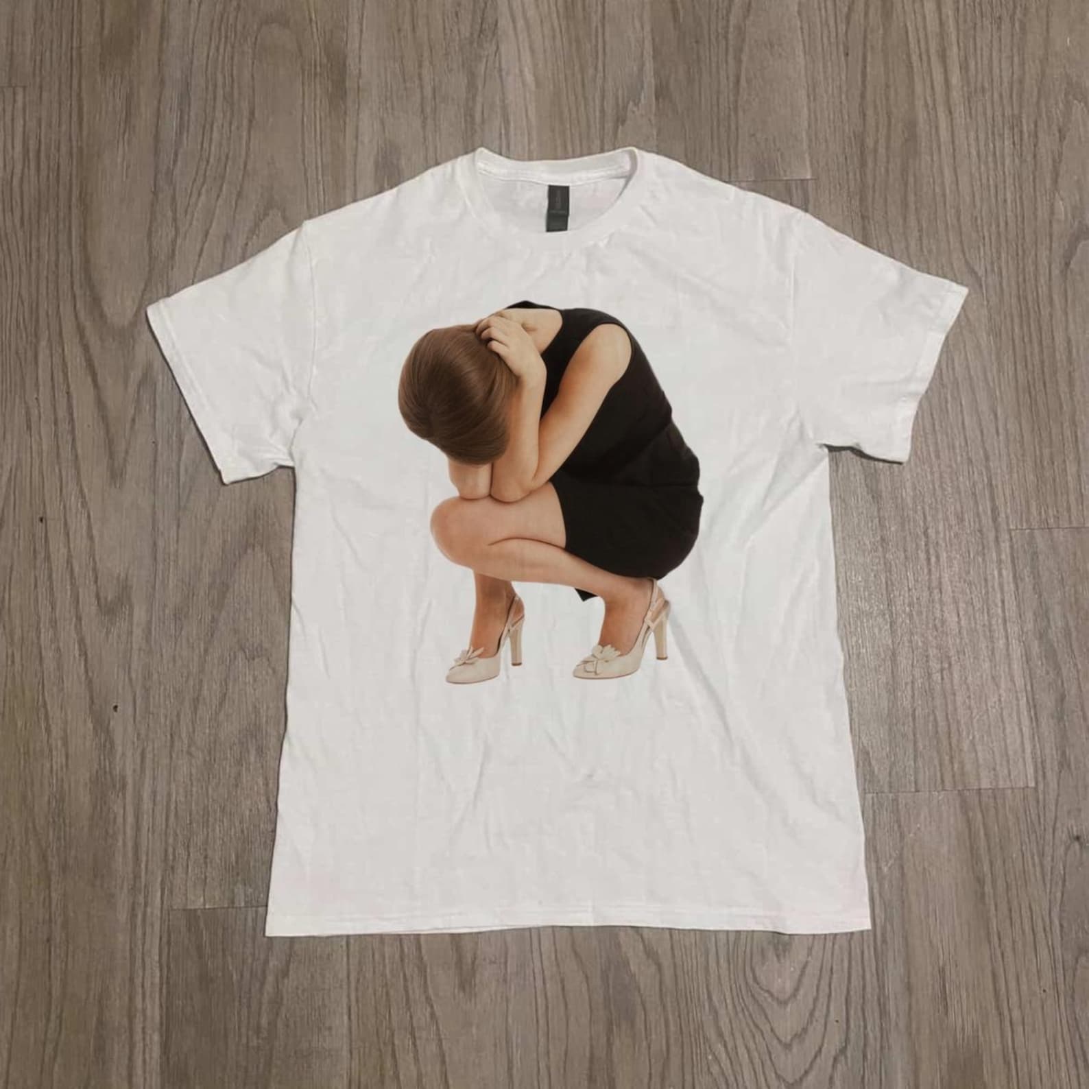 Aesthetic Sad Girl Shirt, Surreal Art Tee, Minimal Graphic Tee, Emotional Artwork Shirt, Tumblr Vintage Tee, Unisex Streetwear Shirt, 2XL