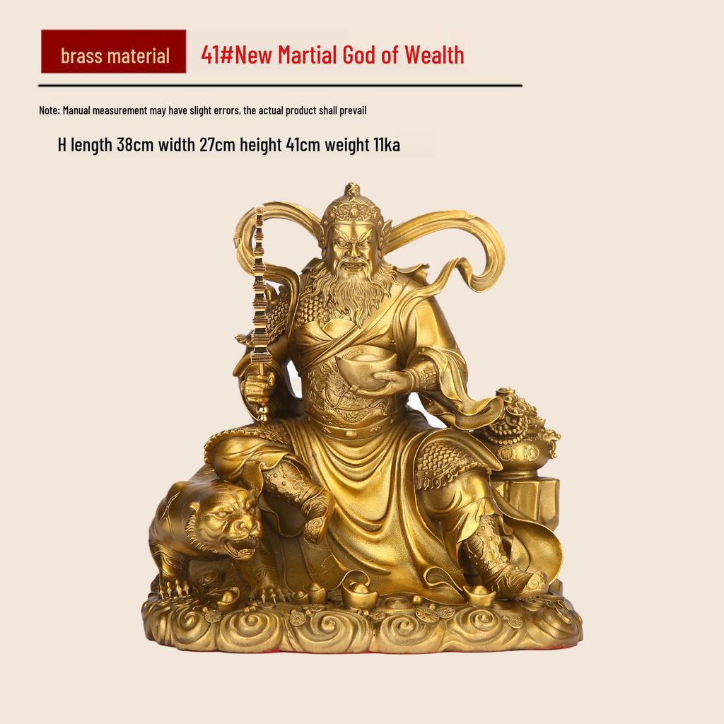 Brass Statue of Zhao Gongming Riding Tiger - God of Wealth, Five Roads Luck Attractor