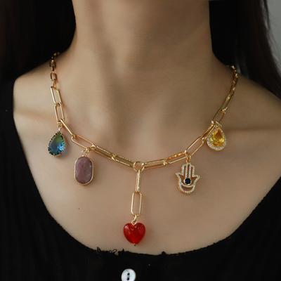 2024 Spring and Summer New 18K Real Gold Electroplated Zircon Light Luxury Necklace Female Fashion Temperament Necklace