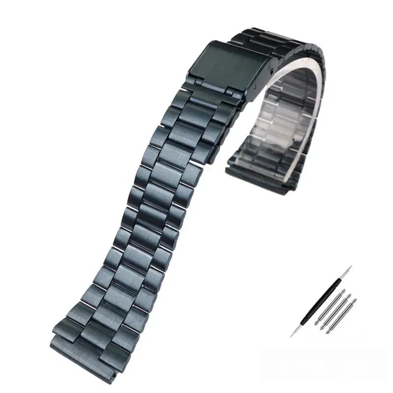 18mm Fine Steel Watchband for CASIO A158 / A159 / A168 /A169 /B650 /AQ230/ 700 Classic Small Square Silver Block  Metal Strap