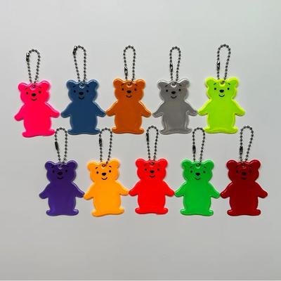 2 pezzi simpatico orso all'aperto riflettente borsa ciondolo notte corsa ciclismo auto avviso segno studente borsa ciondolo portachiavi fosforescente segno