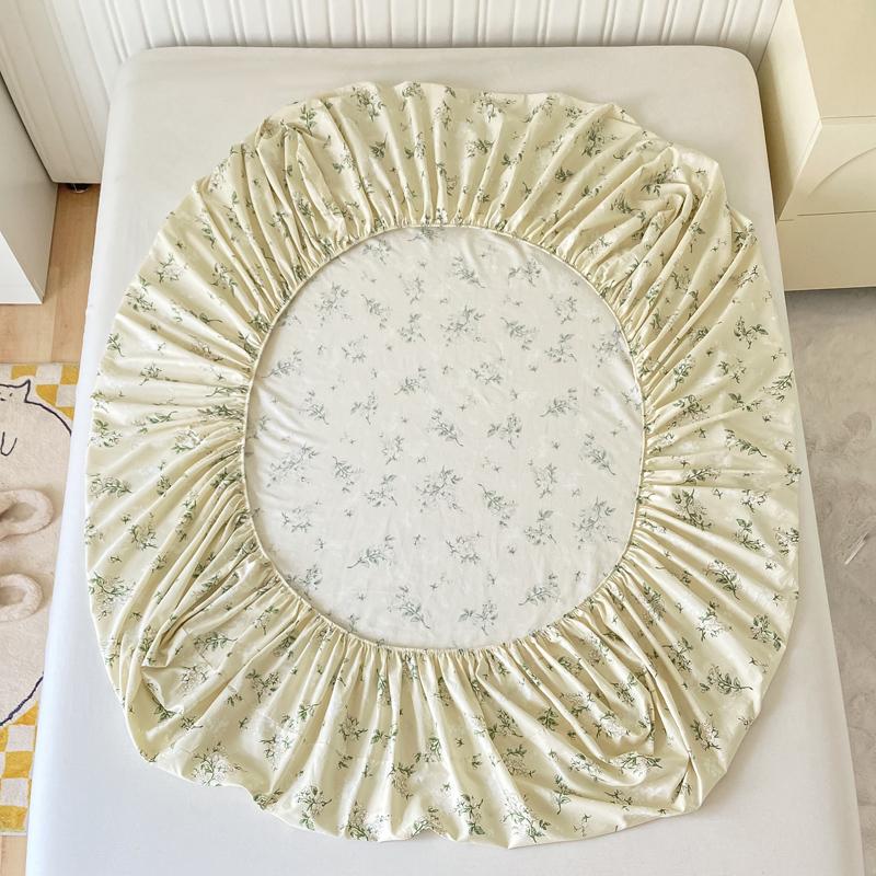 Small Fresh Floral Pattern,100% Cotton,Fitted Sheet With Deep Pocket 160x200,No Pillowcase,Soft Breathable,133x72 Fabric