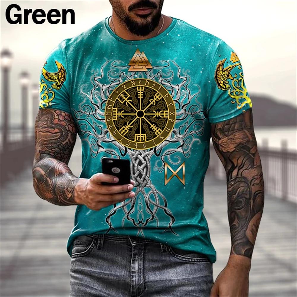 Summer Viking Tattoo Art Graphic 3D Print T-shirt Fashion Short Sleeve Casual Men's T-shirts