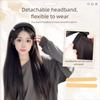 Hair Hoop Half Headband Wig Korean Style Long Straight Hair Simulated Pearl Headband Wig  Party