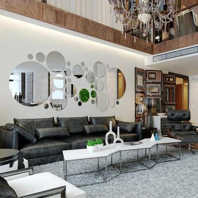 26 Stück 3D-Acrylspiegel-Wandaufkleber, runder Spiegel, DIY-Aufkleber für Schlafzimmer, Badezimmer und TV-Hinterzimmer, Wanddekoration
