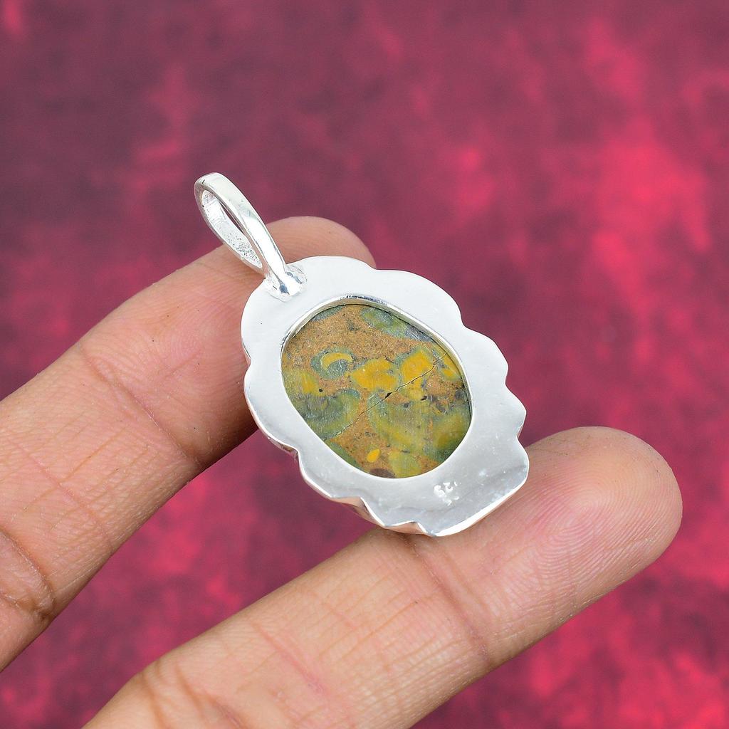 Fruit Jasper Gemstone Pendant, 925 Solid Sterling Silver Pendant, Handmade Antique Jewelry, Gift For Mother Day