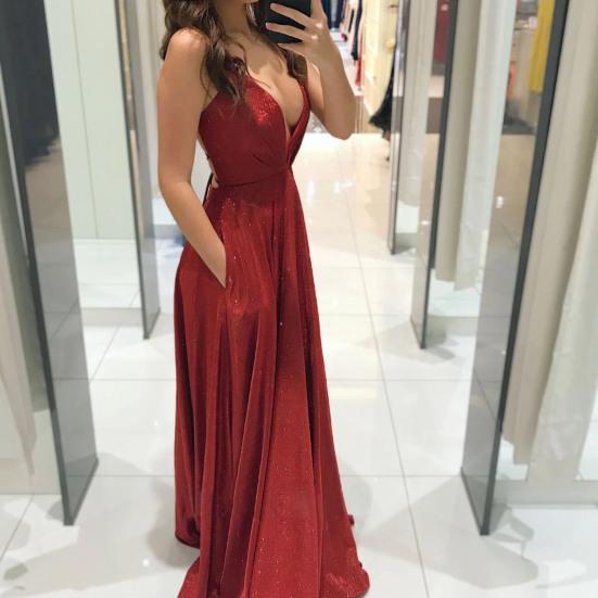 Lady Petticoats Plus Size Backless Party Dress Sparkly Spaghetti Strap Gown Low Cut Floor-Length Lady Dress for Banquet