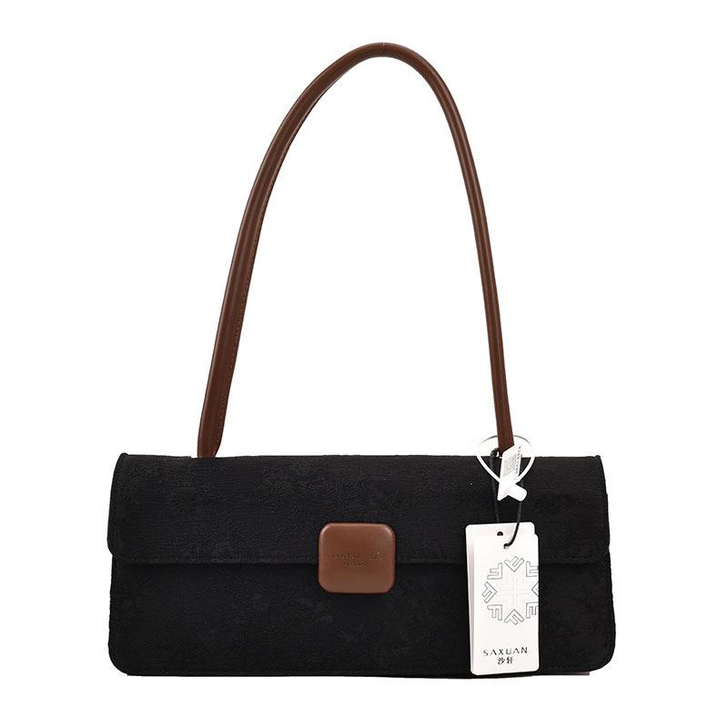 French Style Baguette Shoulder Bag Women Vintage Top Handle Versatile Trendy 2026 Winter Handbag