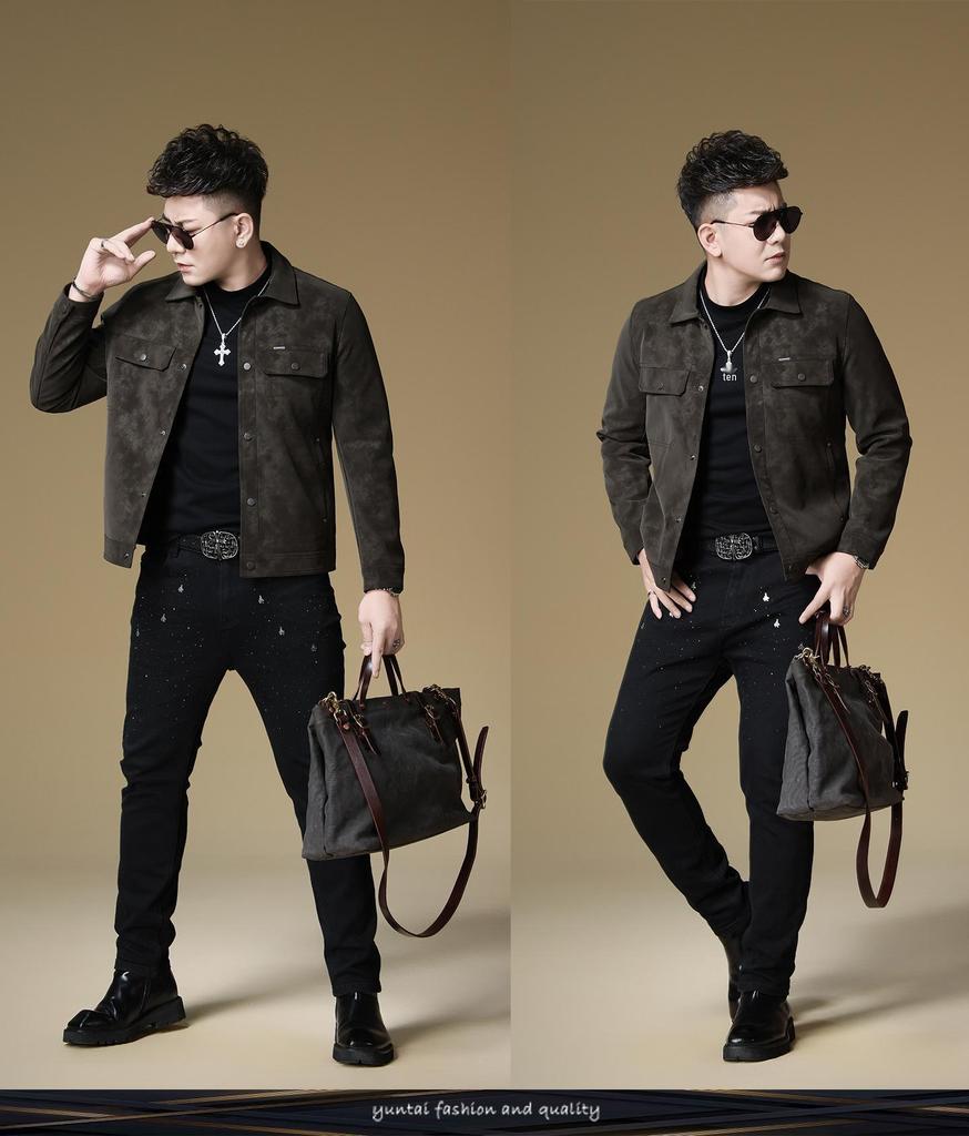 Men's Trendy Winter Motorcycle Leather Jacket 2025 - Lapel Style, Casual Brand Outerwear, Item 5027