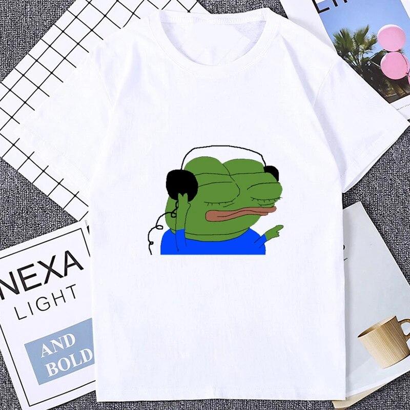 Pepe Sad Frog Emote Graphic Printed Unisex T Shirt Streetwear Hipster Harajuku Style Women Tshirt Loose Casual Fashion Soft Unisex Tee