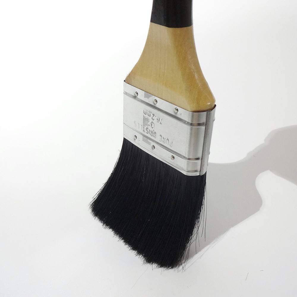 Hakeichi Long Bristle Duster Luster Mixed Bristle Pig Bristle and 1 Brush Brush, Brush, (Black PP), 3-inch, 75mm,