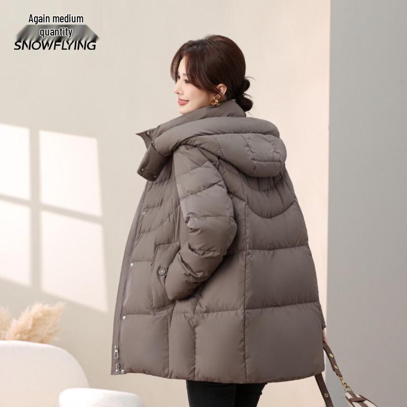 Xuezhongfei Women's Mid-Length Hooded Down Jacket