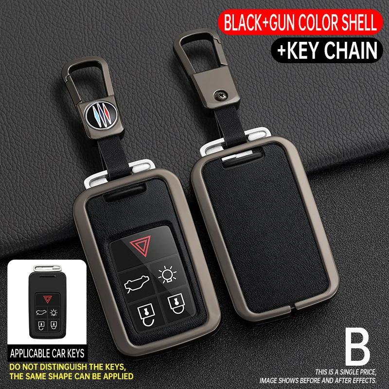 Car Key Case Cover For Volvo XC60 V60 S60 XC70 V40 Leather Keychain Holder Fob Protector Keyring Protective Accessories Shell