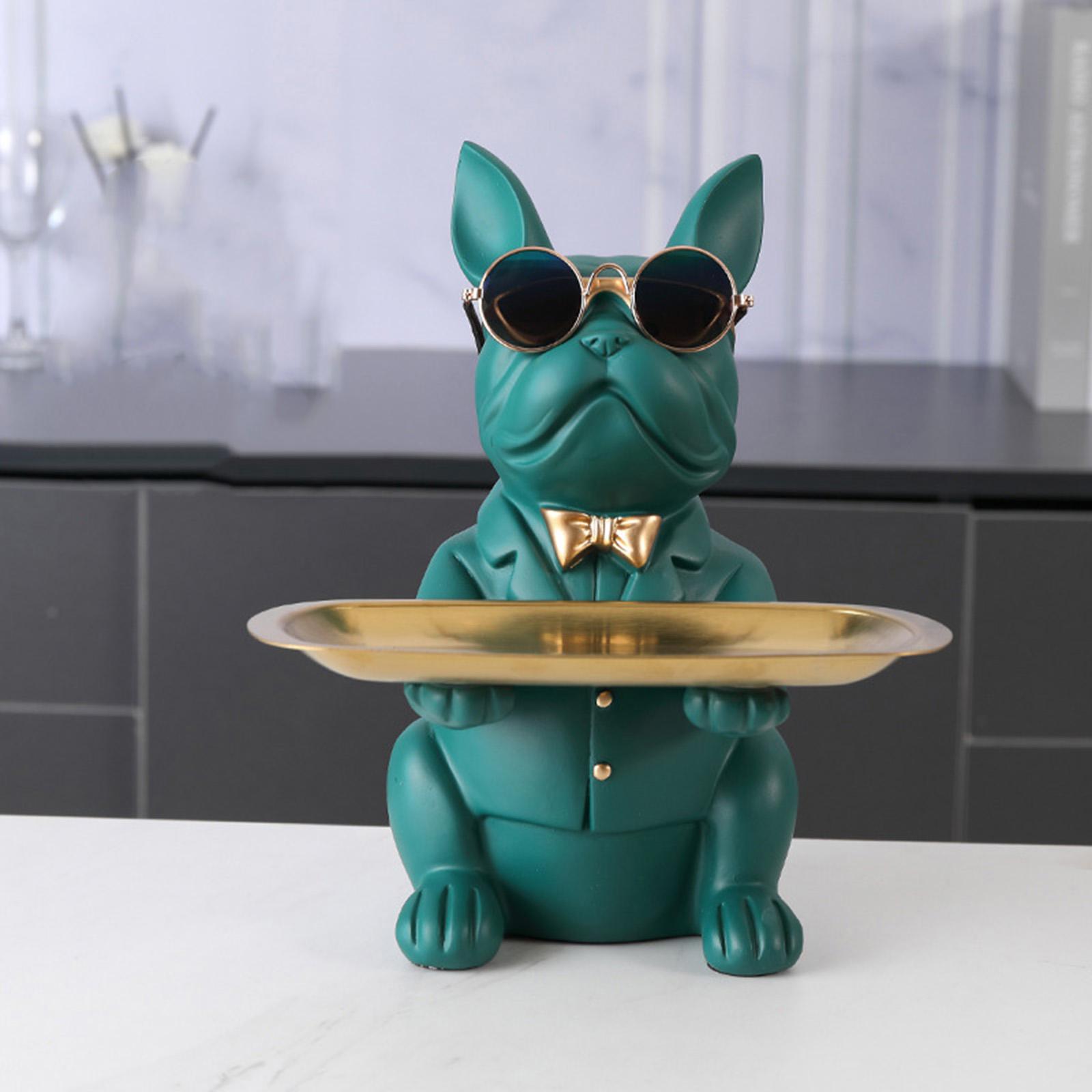 

Bulldogs Statue And Tray Shaped Abstract Art Decorative Piece one size зелений