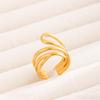 Adjustable Stainless Steel Cross-Border Ring, Titanium Colorfast, Vacuum Electroplated 18K Gold Finish, Oil Press Design.