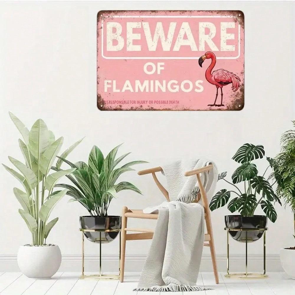 Vintage Flamingo Metal Sign Retro Wall Art Home Garden Decor Tin Plaque