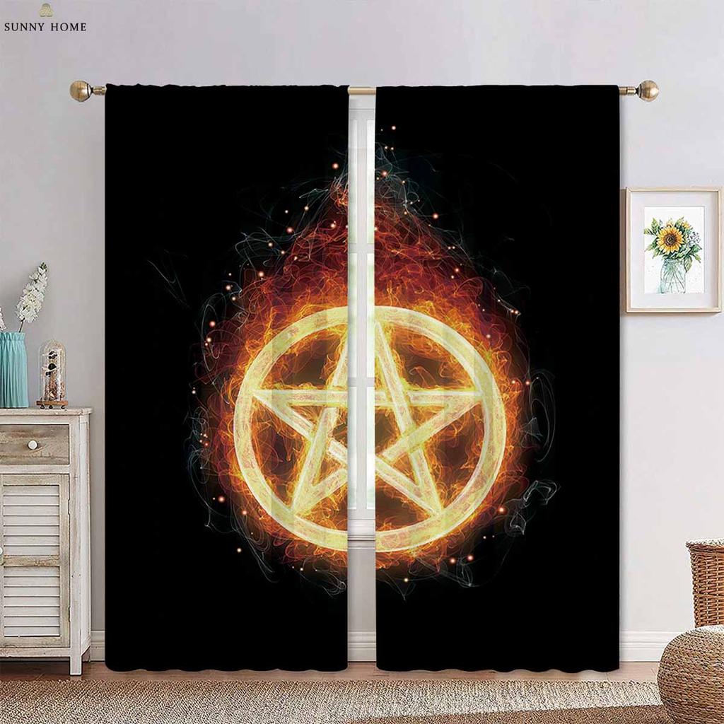 Wasser Feuer Basketball Cool Sport 3D Gedruckter Vorhang Stangentasche Jungen Mädchen Zimmer Wohnzimmer Küche Dekorative Vorhänge 2 Stück