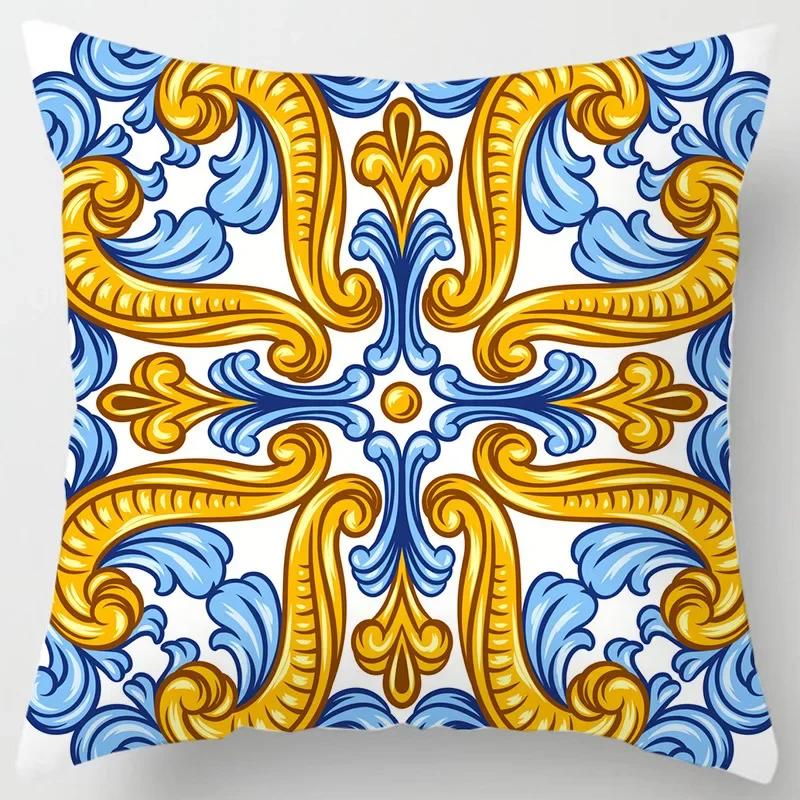 Colorful National Floral Antique Porcelain Print Pillowcase Comfortable Sofa Car Seat Cushion Cover Bohemian Hippie Home Decor