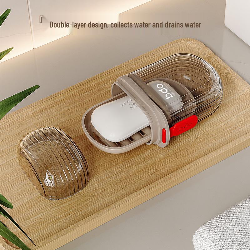 Portable Mini Soap Box with Sealed Lid and Drain - Transparent, Lightweight, High-End Design