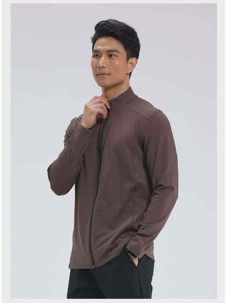 Herren Slim Fit Stehkragen Yoga- & Laufjacke