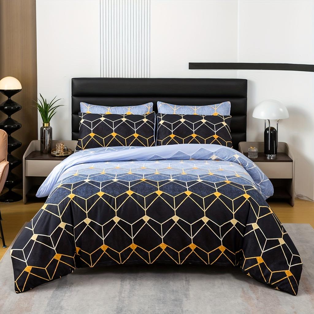 Duvet Cover Set Multicolor Gradient Geometric Pattern Bedding Set Soft Comfortable Duvet Cover For Bedroom Guest Room