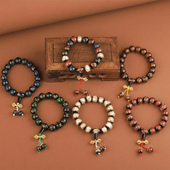 Incense Ash Glaze Bracelet: Classic Style with Gold Thread, Handcrafted Single Circle Jewelry