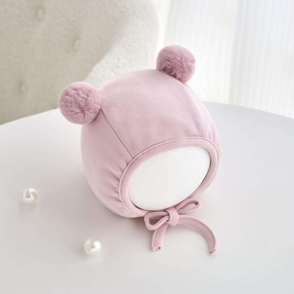 Jingqi Cute Newborn Ear Protection Tie-On Hat for Autumn and Winter.