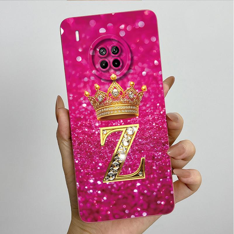 For Huawei Nova 8i Honor 50 Lite Crown Initial Letter Couple Phone Case Nova8i Honor 50Lite Soft Silicone TPU Protective Casing